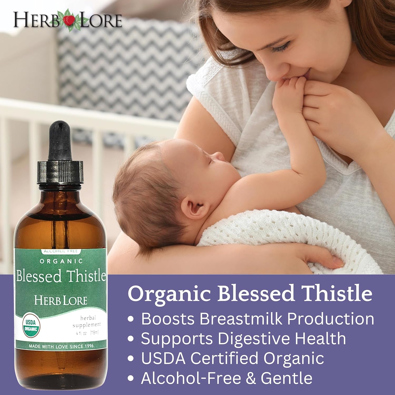 Organic Blessed Thistle Extract Tincture - Liquid Breastmilk Supplement for Lactation Support (4 fl oz)