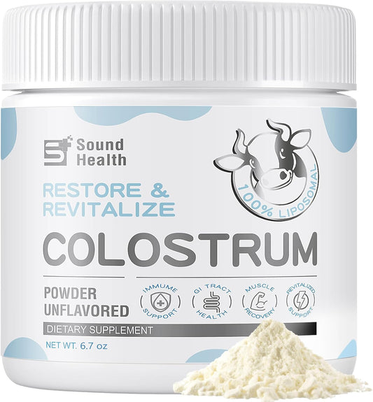 Organic Bovine Colostrum Powder Supplement - Gut Health, Beauty, and Immune Support - Unflavored (73 Servings) by SoundHealth
