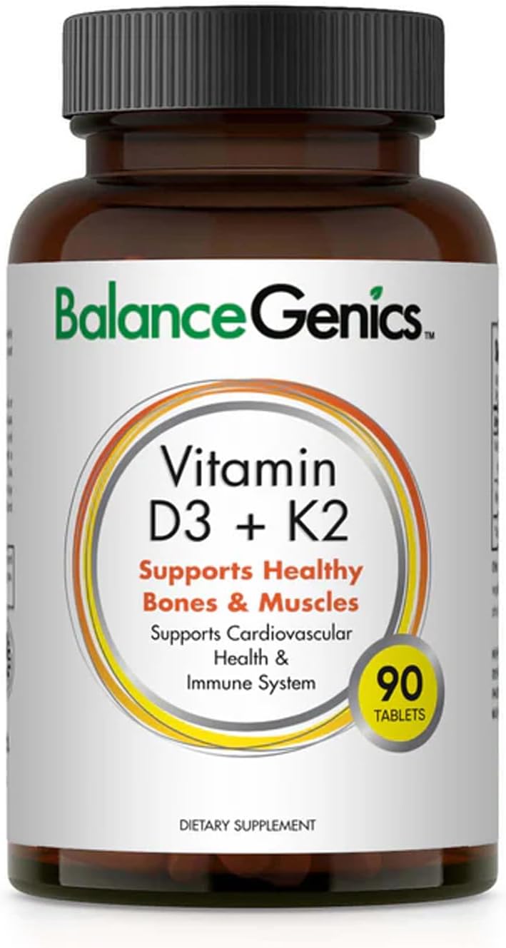 Organic Calcium Supplement with Vitamin D3 & K2 for Strong Bones and Immune Support - 50mcg D3 and 75mcg K2 - Muscle Function and Overall Wellness Formula