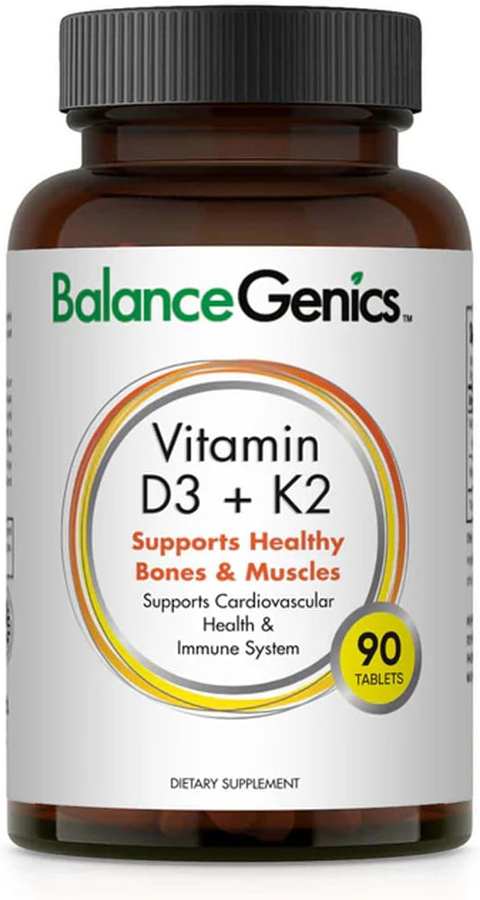 Organic Calcium Supplement with Vitamin D3 & K2 for Strong Bones and Immune Support - 50mcg D3 and 75mcg K2 - Muscle Function and Overall Wellness Formula