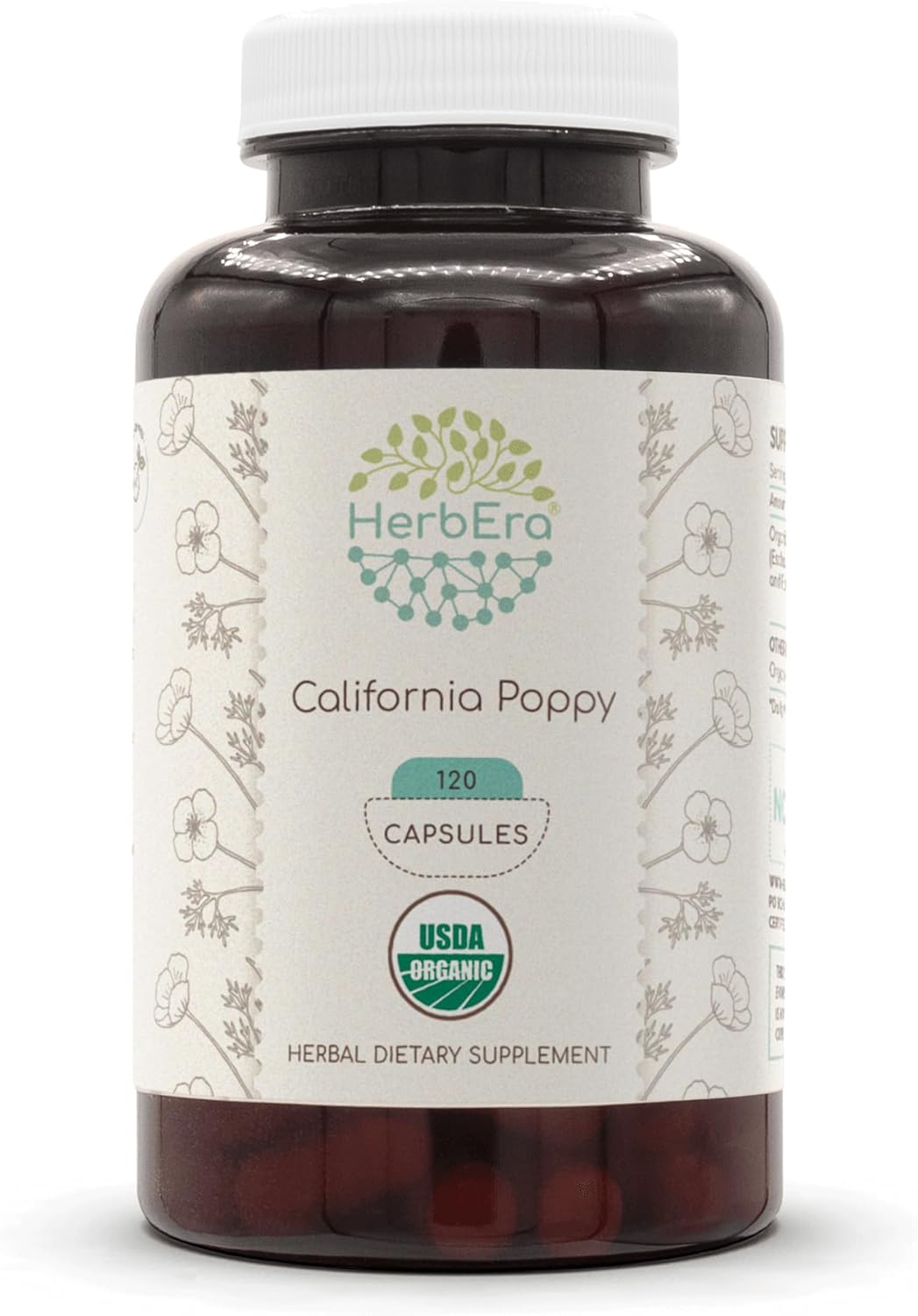 Organic California Poppy Capsules - 120 Count | Vegetarian Capsules with USDA Certified Organic California Poppy Herb and Flower