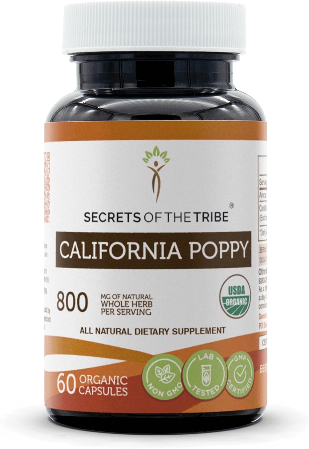 Organic California Poppy Capsules | 60 Vegetarian Capsules with Certified Organic Dried Herb and Flower