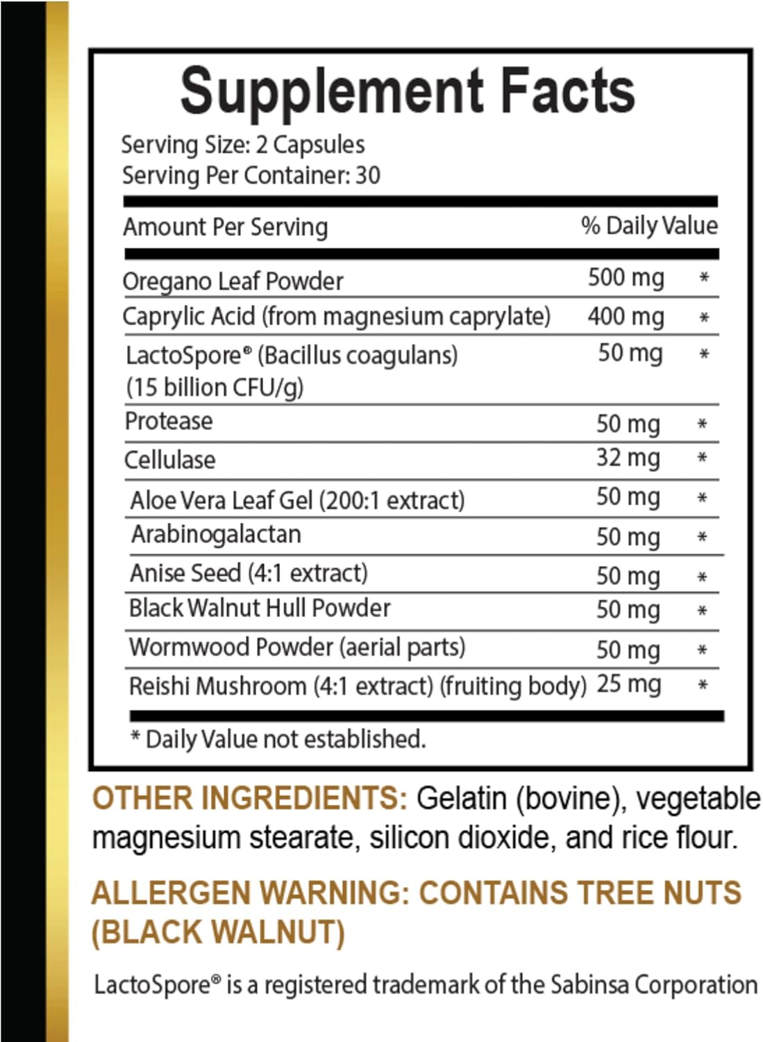 Organic Candida PRO Complex Capsules with Aloe Vera, Caprylic Acid, Wormwood, and Oregano - 60 Capsules per Bottle