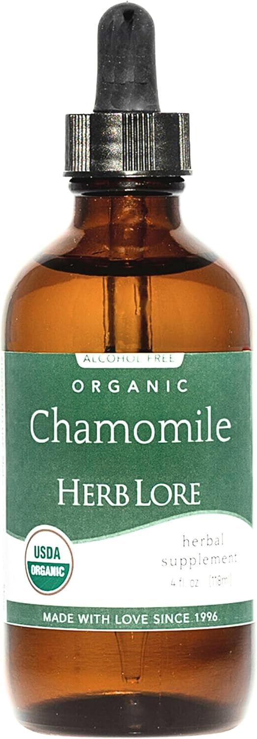 Organic Chamomile Tincture for Babies & Adults - Herb Lore Liquid Drops - Natural Sleep Aid without Melatonin - 4 fl oz