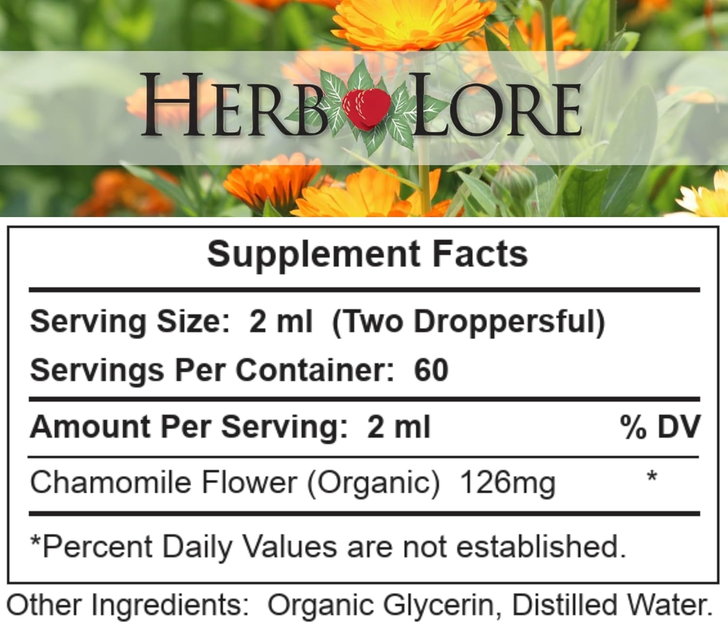 Organic Chamomile Tincture for Babies & Adults - Herb Lore Liquid Drops - Natural Sleep Aid without Melatonin - 4 fl oz