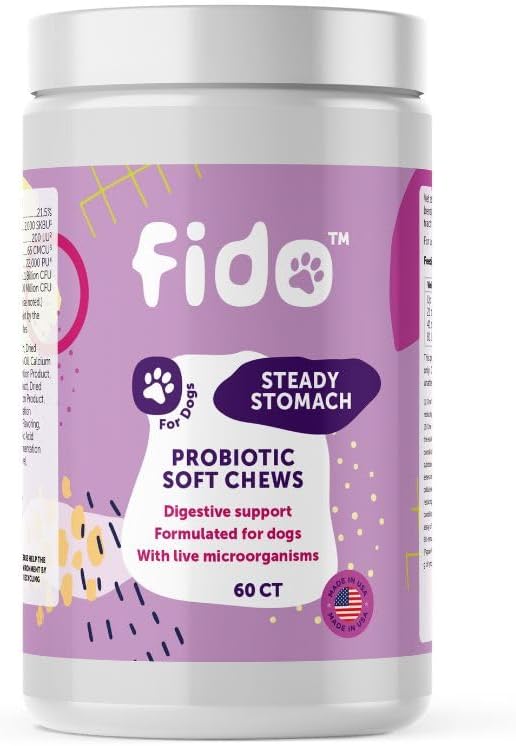 Organic Chicken Flavored Probiotic Soft Chews for Dogs | 60 Chews for Gut Health | Supports Sensitive Stomachs | Veterinarian Approved