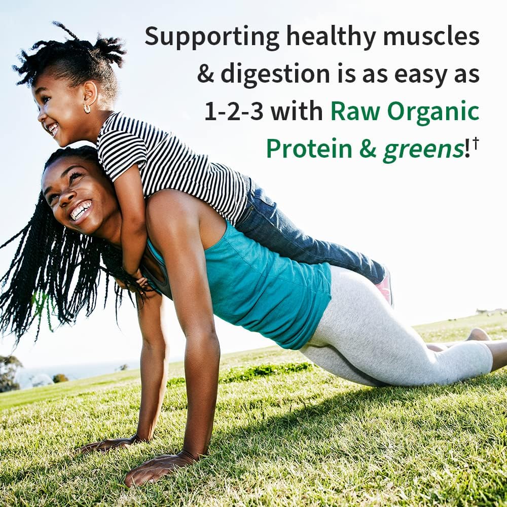 Organic Chocolate Protein Greens Powder, 22 oz - Vegan Meal Replacement Shake - Vanilla Pea Protein