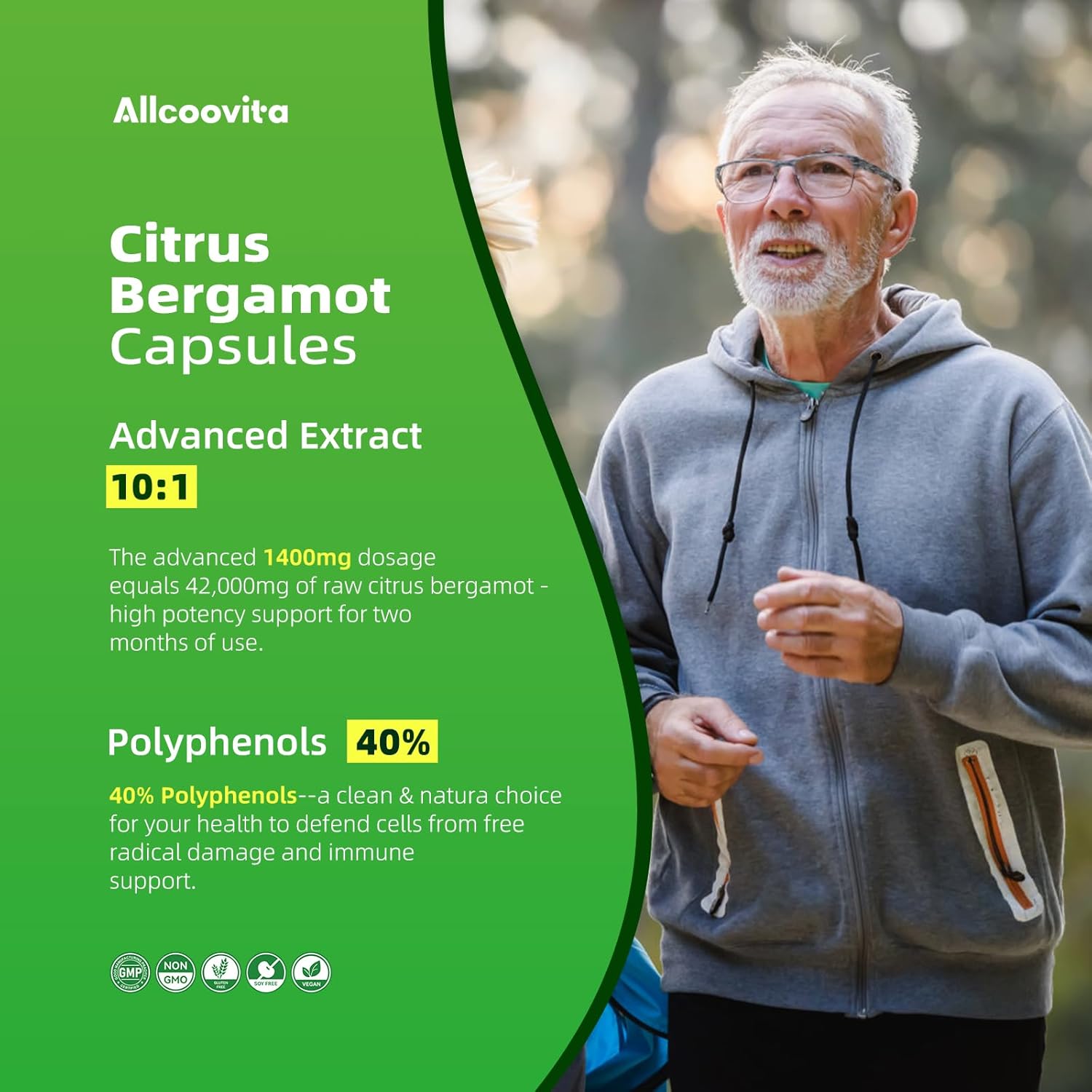 Organic Citrus Bergamot Capsules 1400mg - Heart Health Supplements with Essential Oil and Bioflavonoids - Non-GMO - 120 Pills for Women and Men