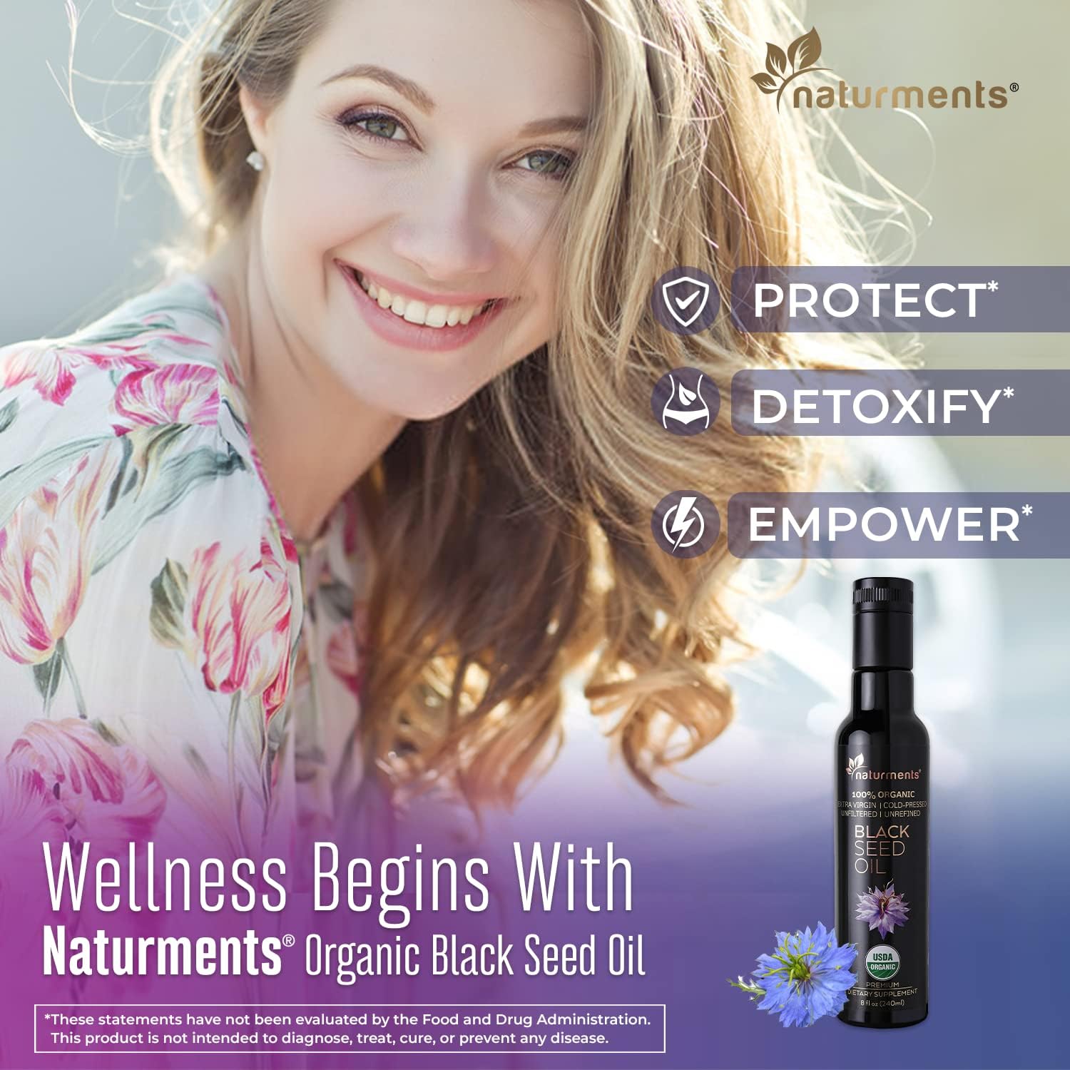 Organic Cold Pressed Black Seed Oil - USDA Certified, Vegan, Gluten Free, Nigella Sativa Oil for Immune Support, Joints, Digestion, Hair & Skin - 8oz