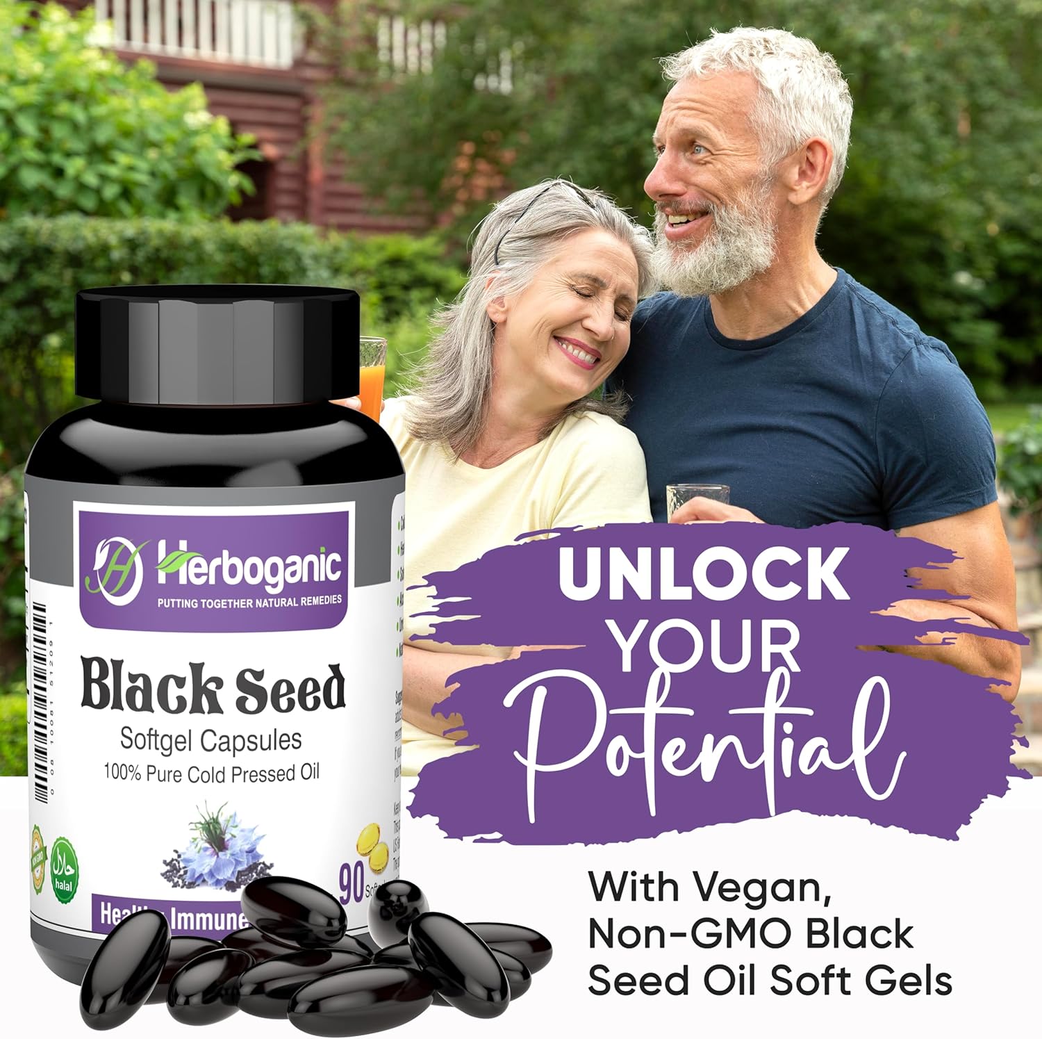 Organic Cold Pressed Black Seed Oil Softgel Capsules - 90 Count - Immunity Support & Overall Health - Herbal Blend