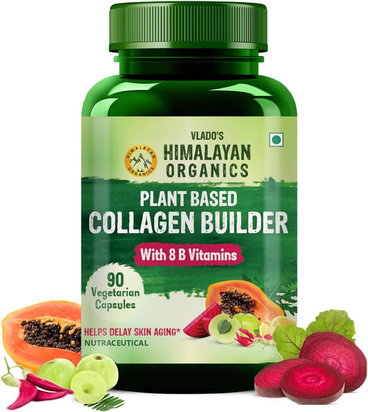Organic Collagen Builder Capsules with Biotin and Vitamin C for Hair and Skin - 90 Veg Capsules by Himalayan Organics