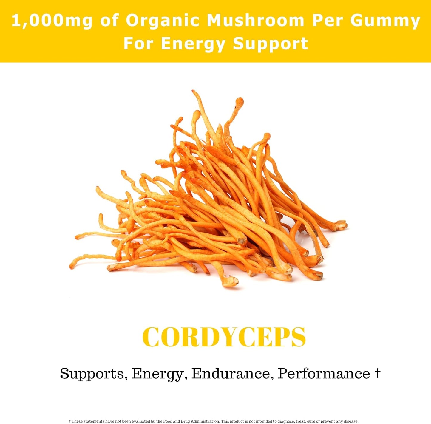 Organic Cordyceps Mushroom Gummies for Adults | 90 Servings | Watermelon Flavor | Boost Stamina, Energy & Endurance | Energizing Performance Gummies