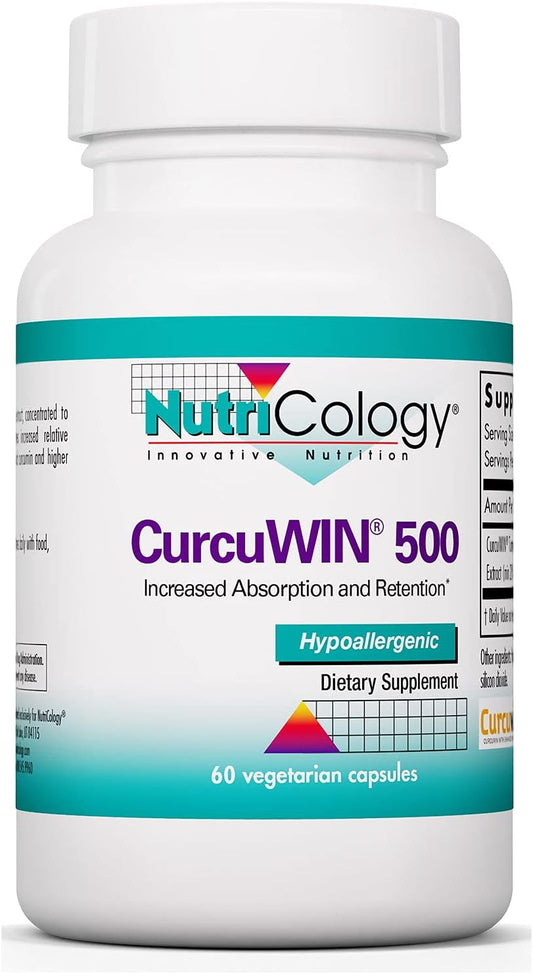 Organic CurcuWIN 500 Turmeric Extract Supplement - 500mg Pure Curcumin Capsules - 60 Vegetarian Capsules, Bioavailable Formula