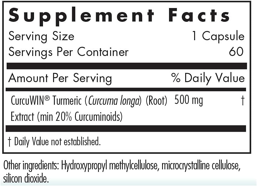 Organic CurcuWIN 500 Turmeric Extract Supplement - 500mg Pure Curcumin Capsules - 60 Vegetarian Capsules, Bioavailable Formula