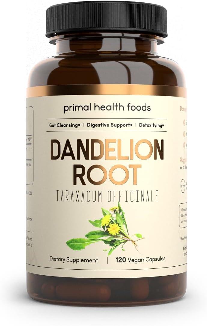 Organic Dandelion Root Capsules 1000mg | Digestive Support, Cleansing Detox | Vegetarian, Non-GMO - Primal Health Foods