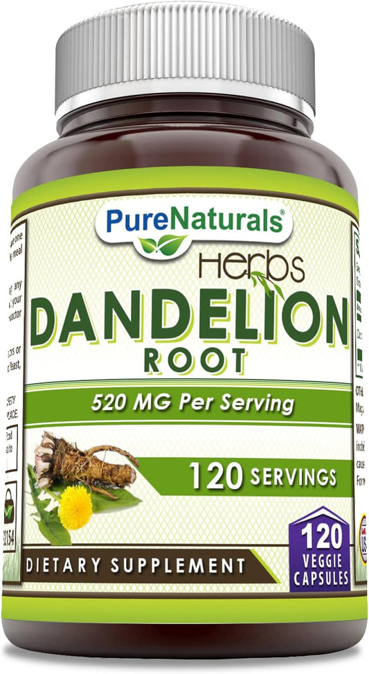Organic Dandelion Root Capsules 520mg - 120 Count Veggie Pills | Non-GMO & Gluten Free Supplement | USA Made