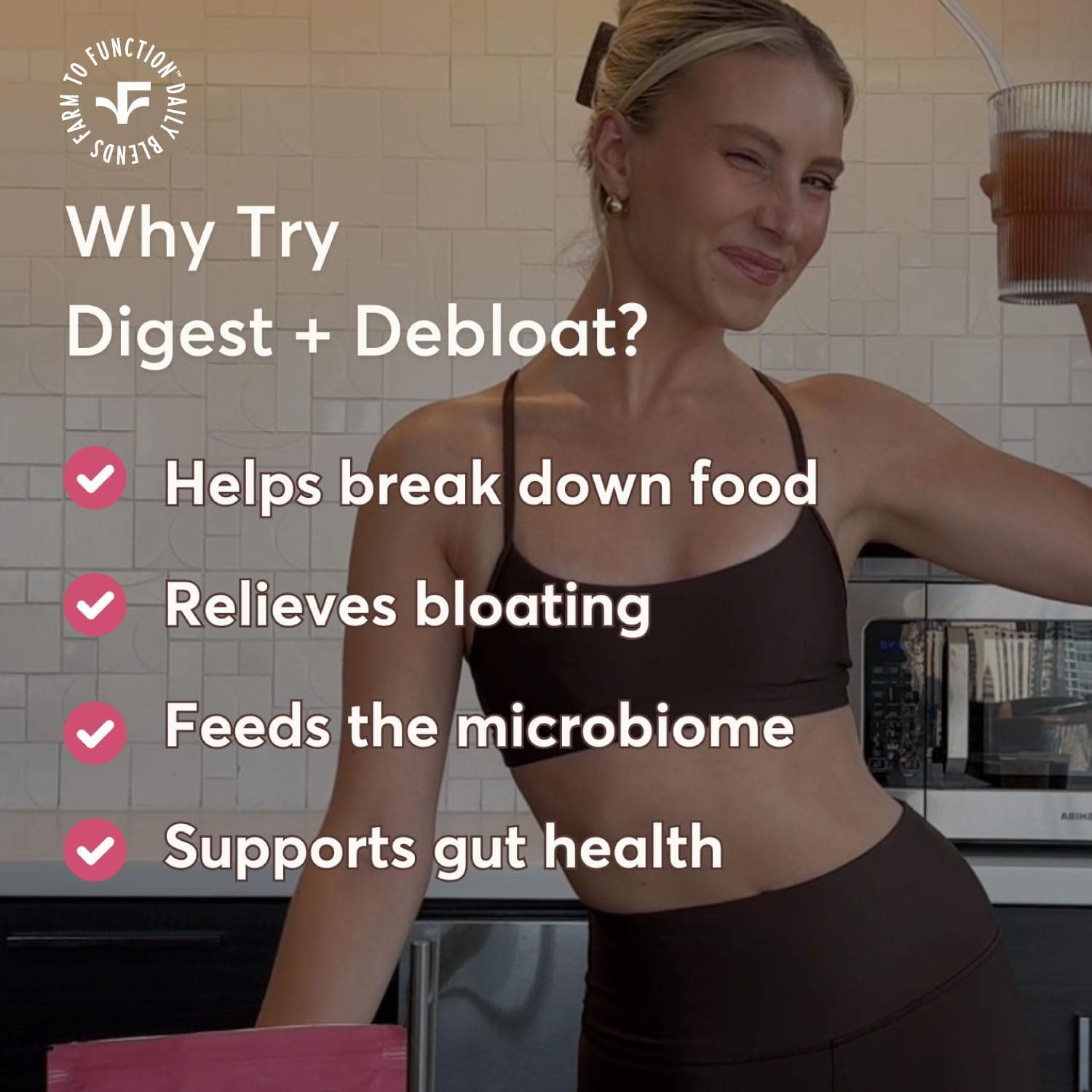 Organic Digestive Enzyme Drink Mix - Anti-Bloating Supplement with Prebiotics, Superfoods - Pineapple Ginger Flavor