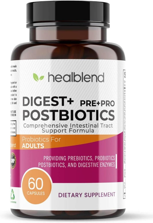Organic Digestive Health Supplement for Women and Men - Enzymes, Prebiotics & Probiotics - Non-GMO, Gluten-Free - 60 Vegetarian Capsules