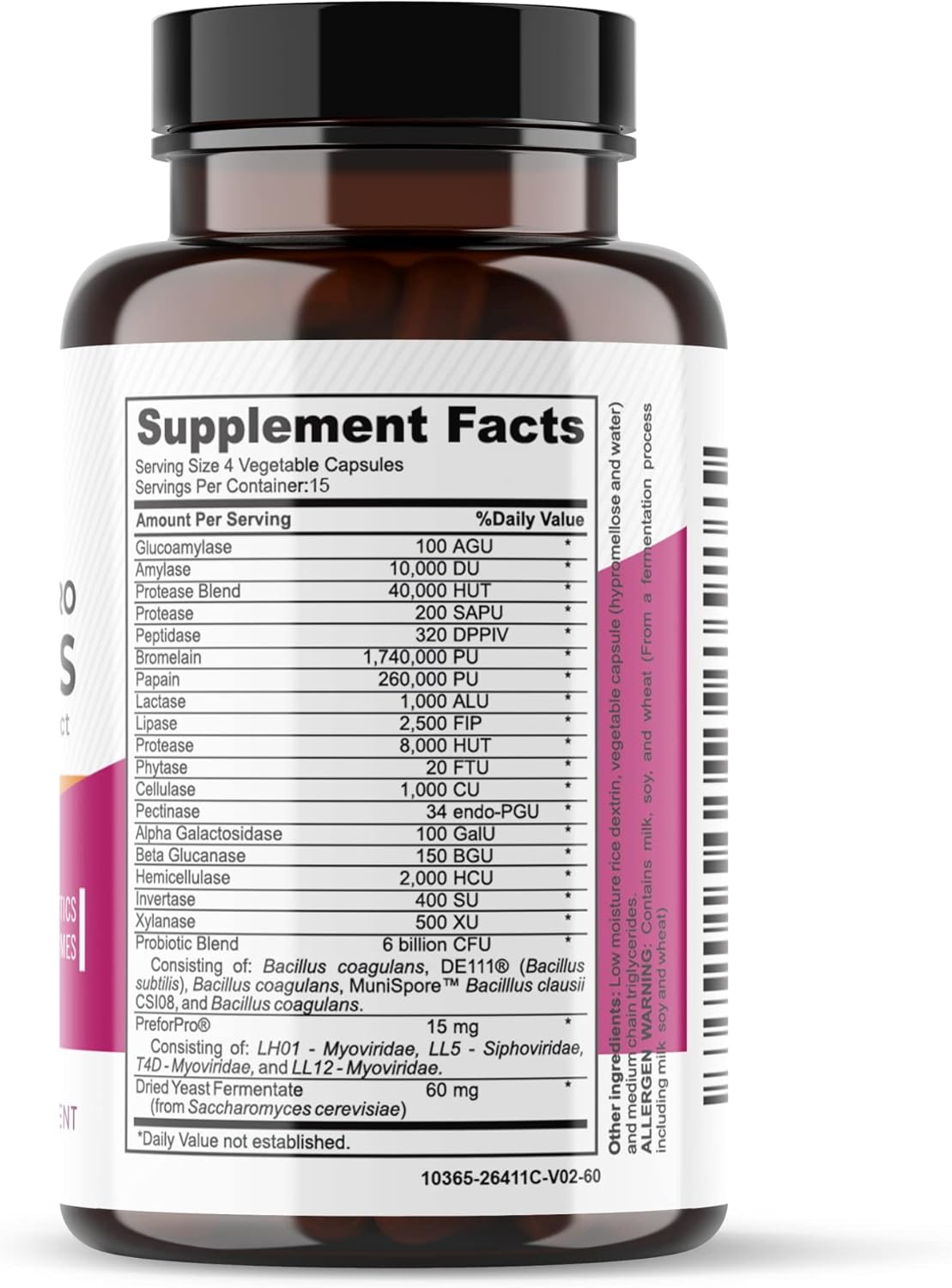 Organic Digestive Health Supplement for Women and Men - Enzymes, Prebiotics & Probiotics - Non-GMO, Gluten-Free - 60 Vegetarian Capsules