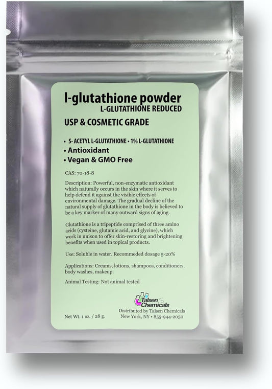 Organic DIY Cosmetic Grade L-Glutathione Powder for Skin (1 oz / 28g) by Talsen Chemicals