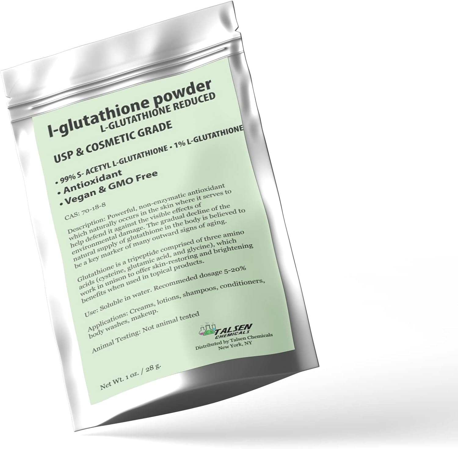 Organic DIY Cosmetic Grade L-Glutathione Powder for Skin (1 oz / 28g) by Talsen Chemicals