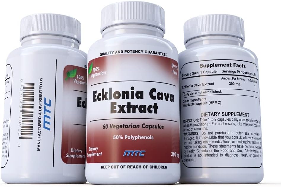 Organic Ecklonia Cava Extract Capsules - 300mg, 50% Polyphenols, 60 Vegan Capsules for Health and Wellbeing