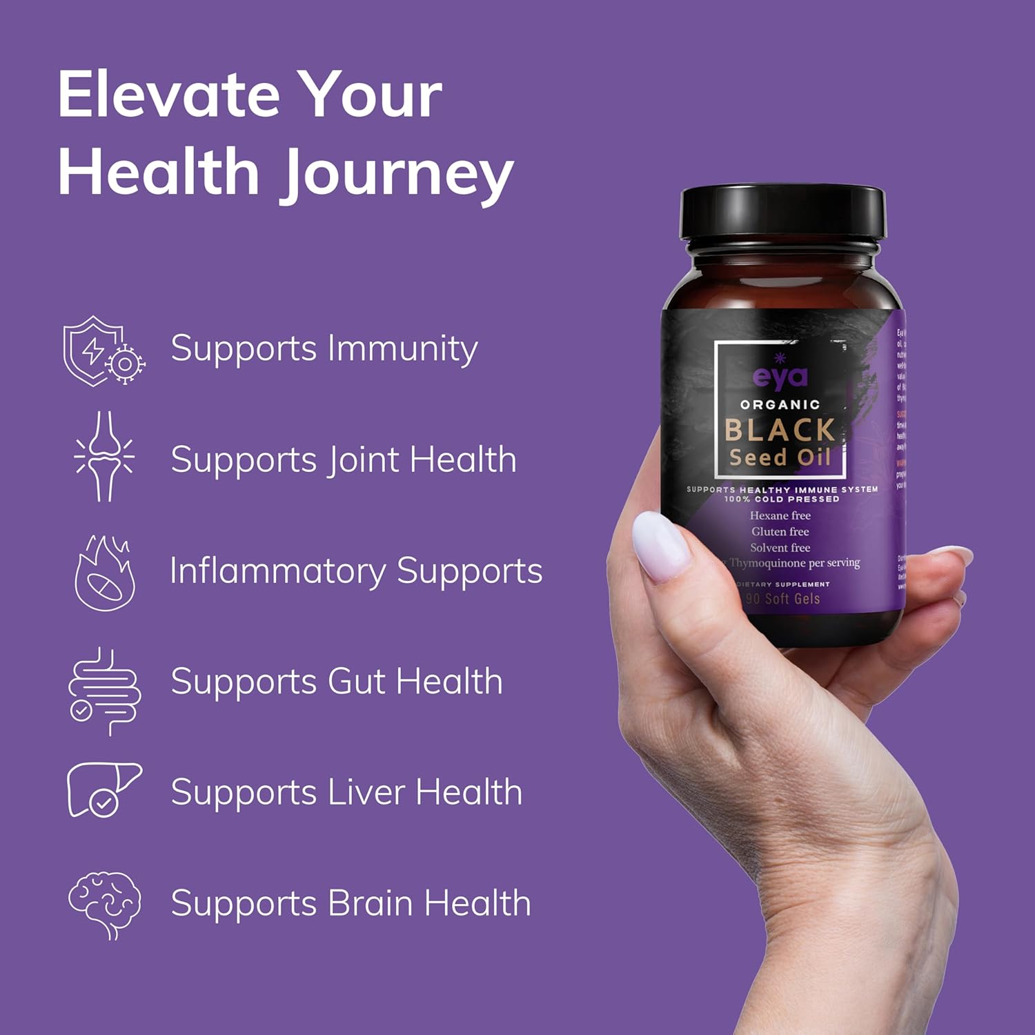 Organic Egyptian Black Cumin Seed Oil Soft Gel Capsules - Cold-Pressed, Unrefined, Heavy Metal Tested for Purity - Support Gut Health & Immune System - Vegan Formula
