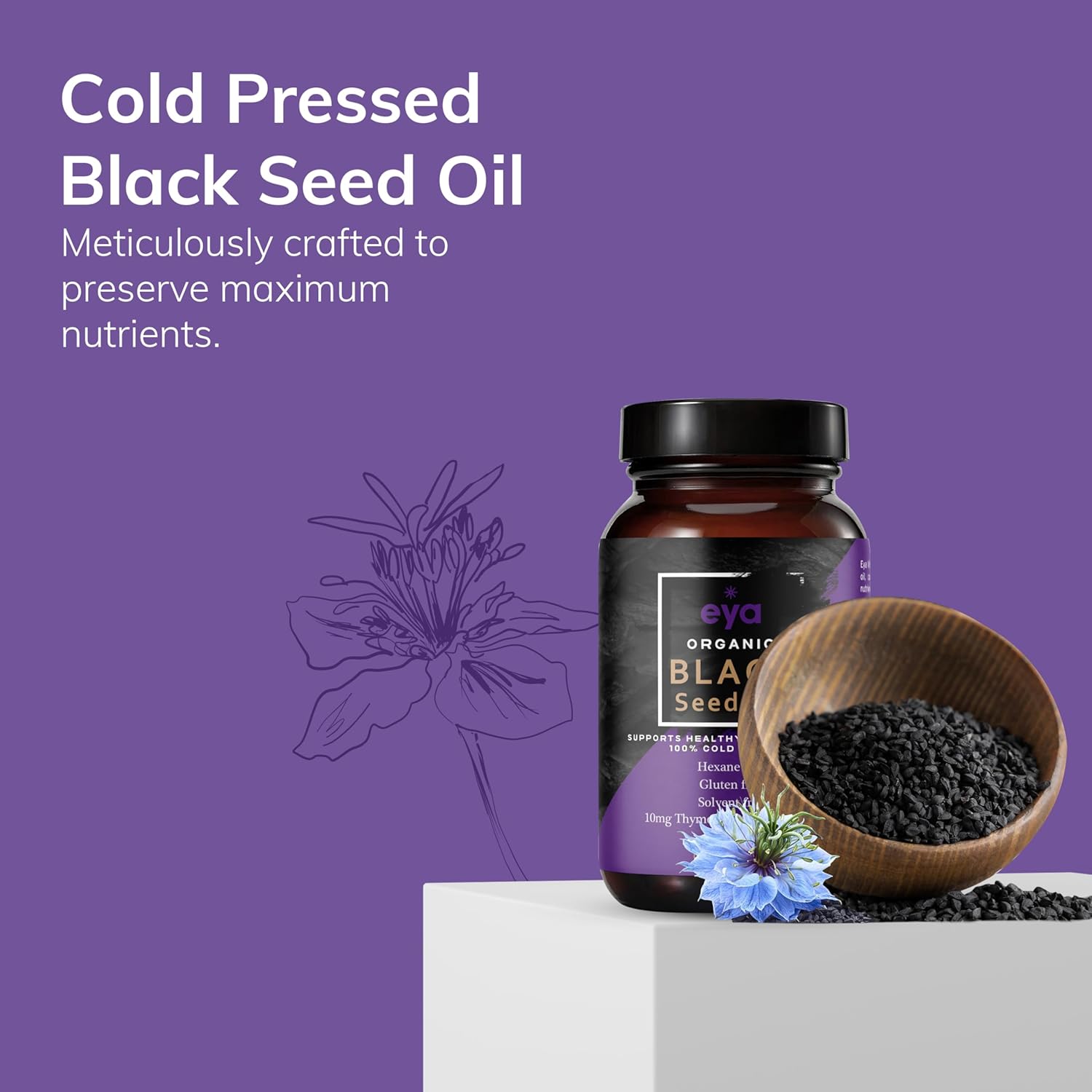 Organic Egyptian Black Cumin Seed Oil Soft Gel Capsules - Cold-Pressed, Unrefined, Heavy Metal Tested for Purity - Support Gut Health & Immune System - Vegan Formula