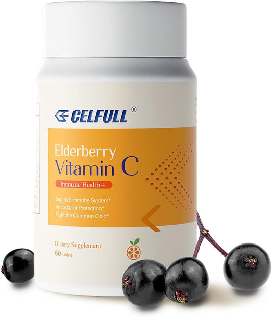 Organic Elderberry Capsules with Vitamin C for Immune Support - 60 Capsules