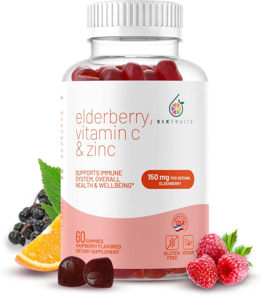 Organic Elderberry Gummies for Adults with Zinc, Vitamin C - Immunity Support Supplement