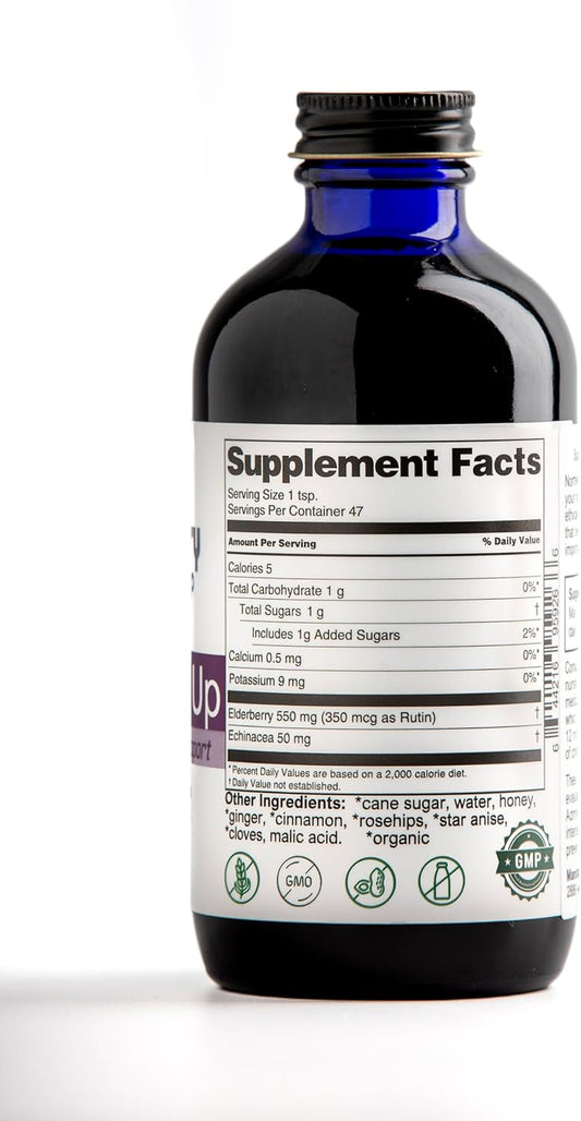 Organic Elderberry Syrup with Echinacea, Rosehips, and Honey - Immune Wellness Support - USA-Made - Gluten-Free