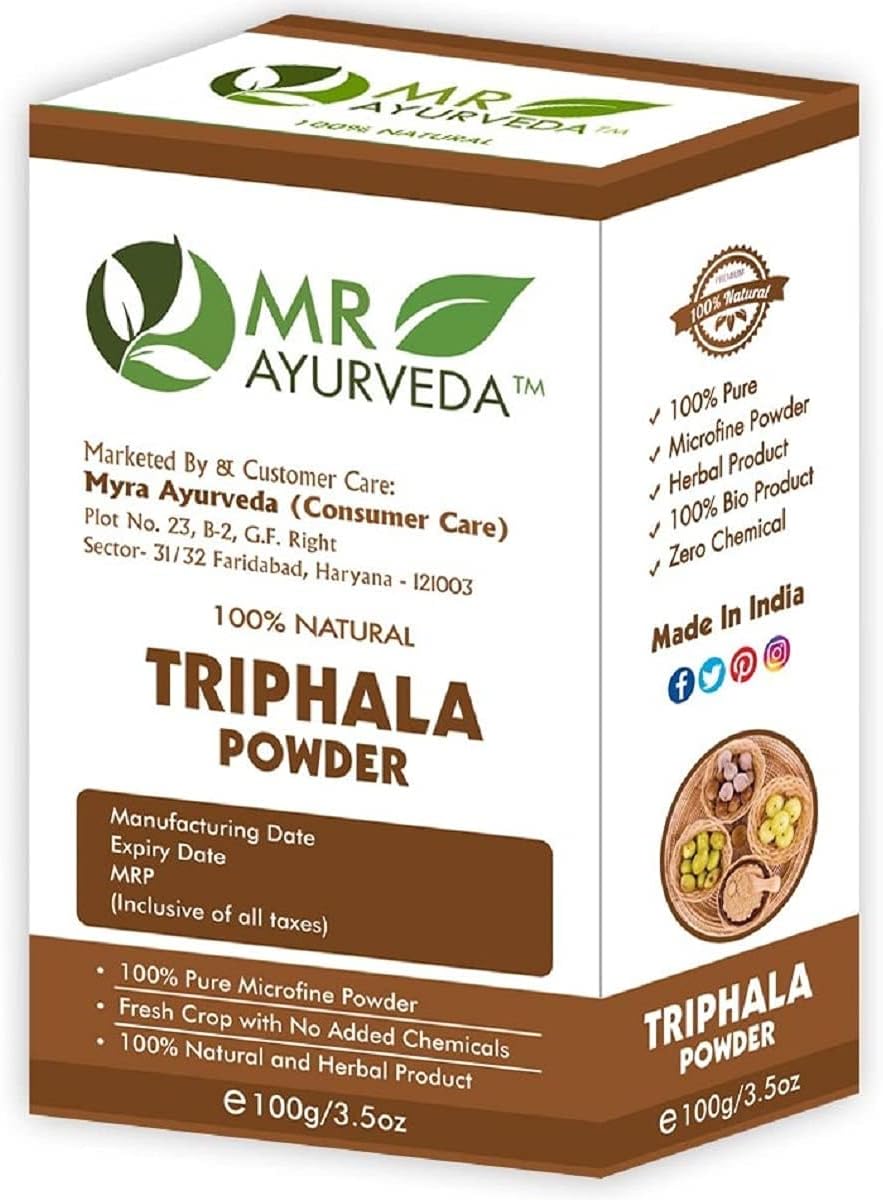 Organic Eleven Zone 100 Pure Triphala Powder for Skin, Hair, and Face - Chemical-Free, 100g