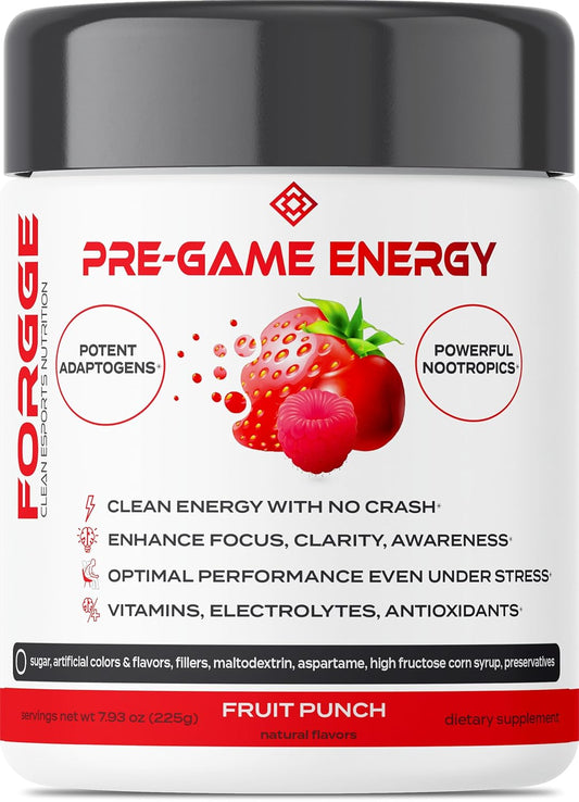 Organic Energy Drink Powder with Lion’s Mane & Nootropics - Focus Blend with Vitamins & Electrolytes - Natural Caffeine, Sugar Free (Fruit Punch)