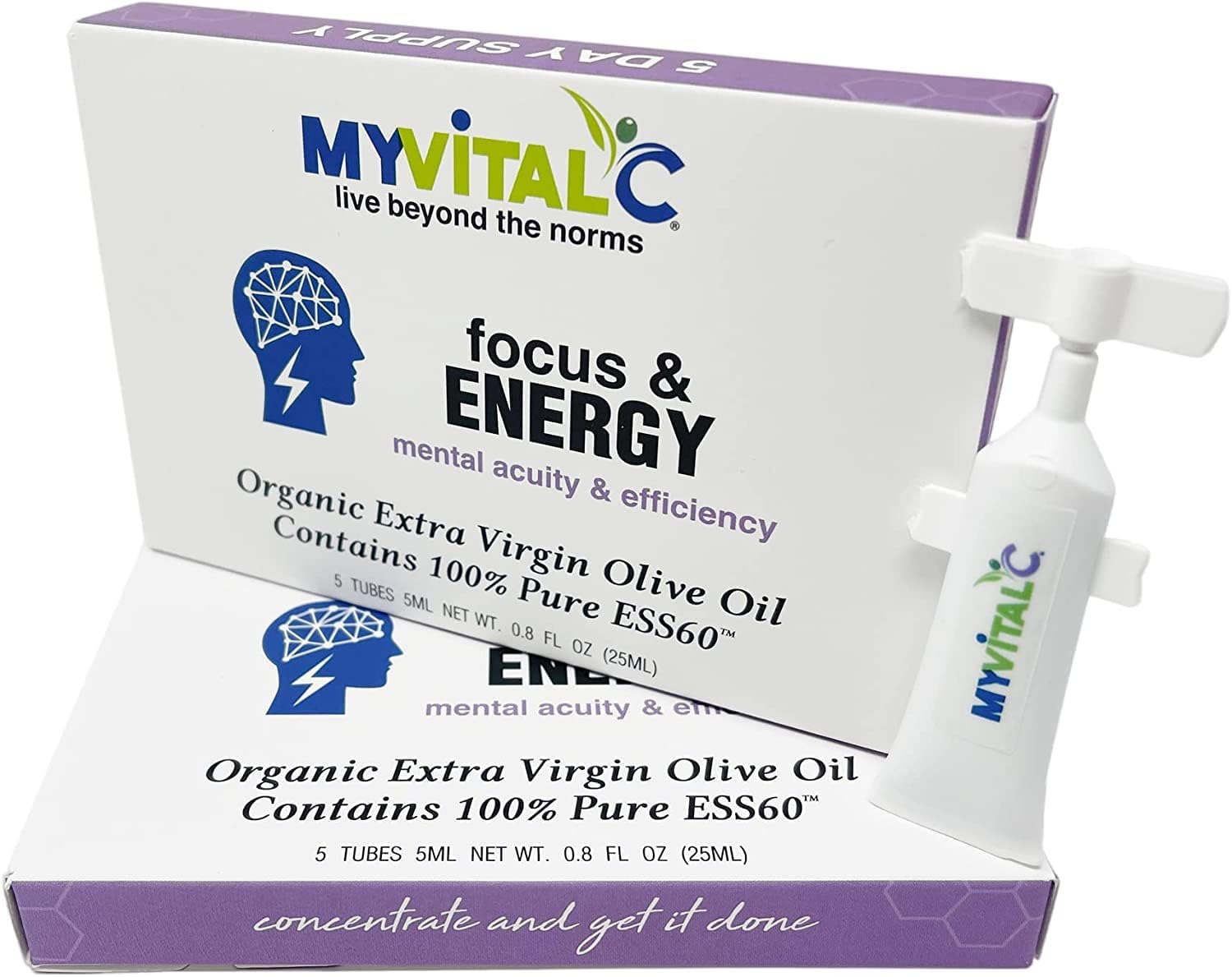 Organic ESS60 Energy Supplement for Focus - 30 Day Supply, 150 ML x 6 Pack