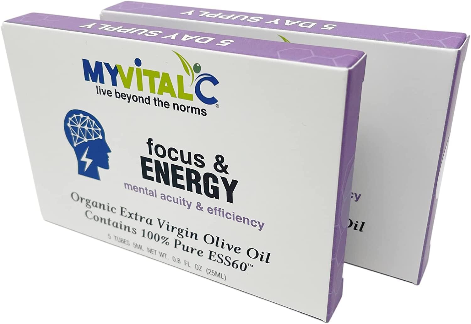 Organic ESS60 Energy Supplement for Focus - 30 Day Supply, 150 ML x 6 Pack