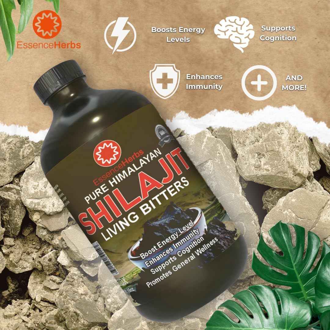 Organic Essence Herbs Shilajit Bitters Liquid Blend with Moringa & Black Seed - 1 Pack