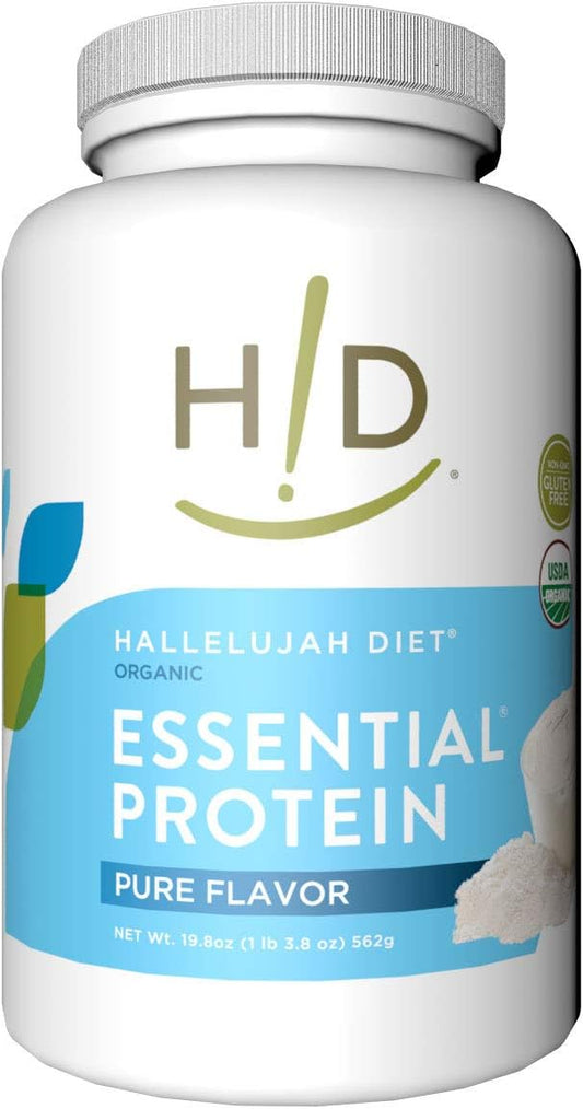 Organic Essential Protein Powder - High Protein and Mineral Content - 19.8oz (15 Servings) - The Hallelujah Diet
