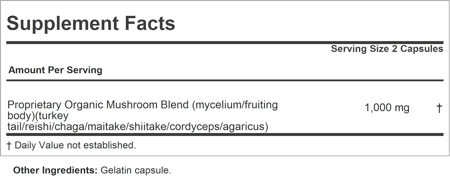 Organic Full Spectrum Immune Mushroom Complex Supplement - 720 Capsules for Healthy Immune Function - No Additives - Andrew Lessman