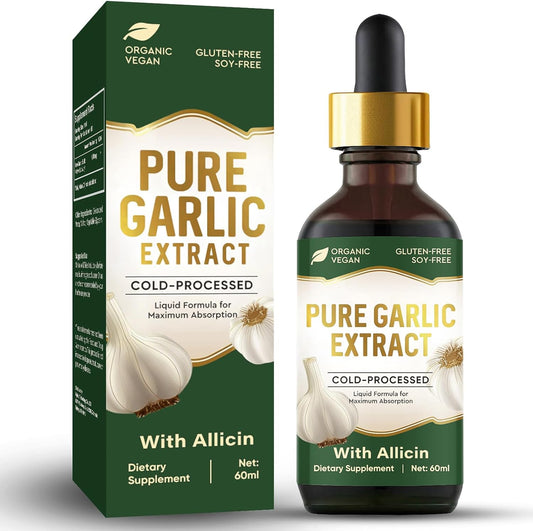 Organic Garlic Oil Supplements with Allicin for Immune Support - Vegan-Friendly Garlic Extract with Natural Minerals