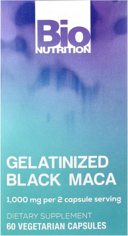 Organic Gelatinized Black Maca Capsules - 1,500mg per Serving - Energy Boost with Calcium, Magnesium, and Phosphorus - 60 Vegetarian Capsules
