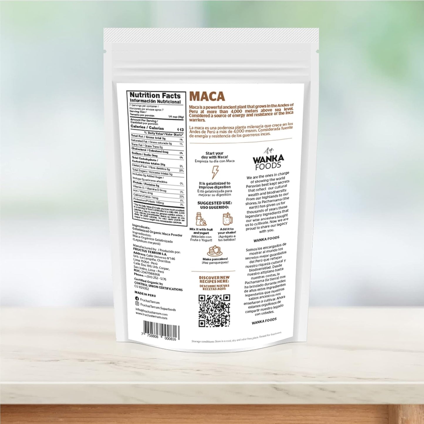 Organic Gelatinized Maca Powder 8oz - Peruvian Maca Root - Vegan, USDA Organic, Non-GMO - Boost Energy and Vitality - Keto-Friendly Adaptogen