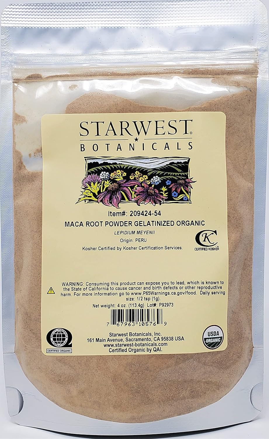 Organic Gelatinized Maca Root Powder - 4 Ounces by Starwest Botanicals