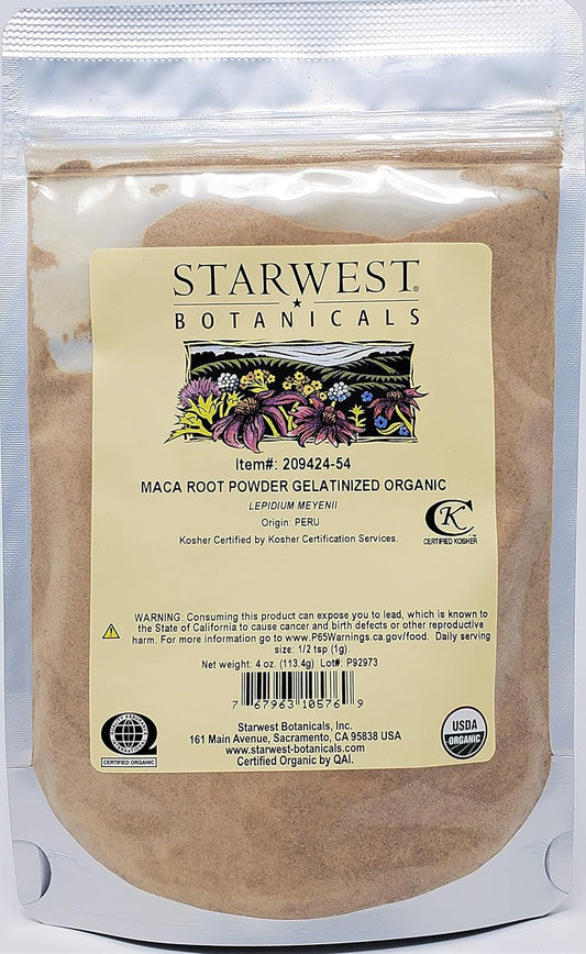 Organic Gelatinized Maca Root Powder - 4 Ounces by Starwest Botanicals