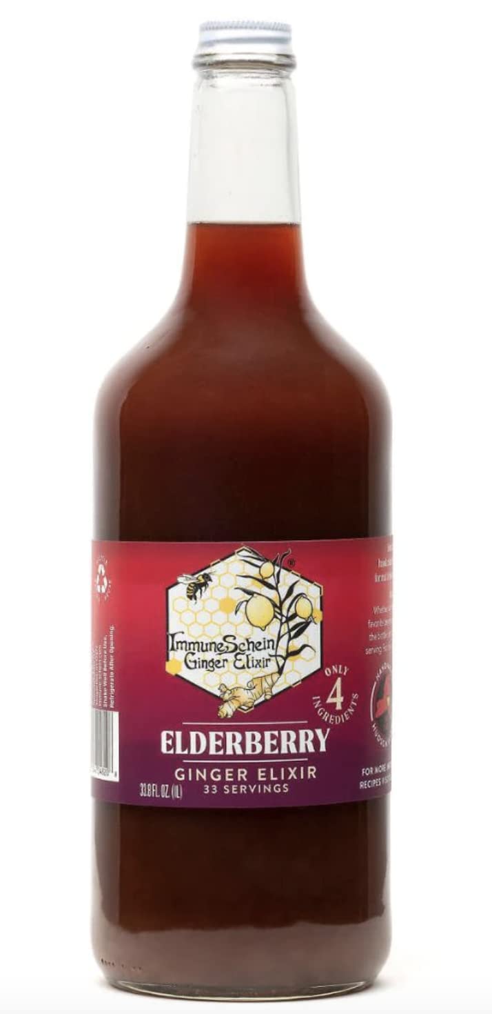 Organic Ginger and Elderberry Elixir Shots - Pure Ingredients, No Preservatives (33.8 fl oz)