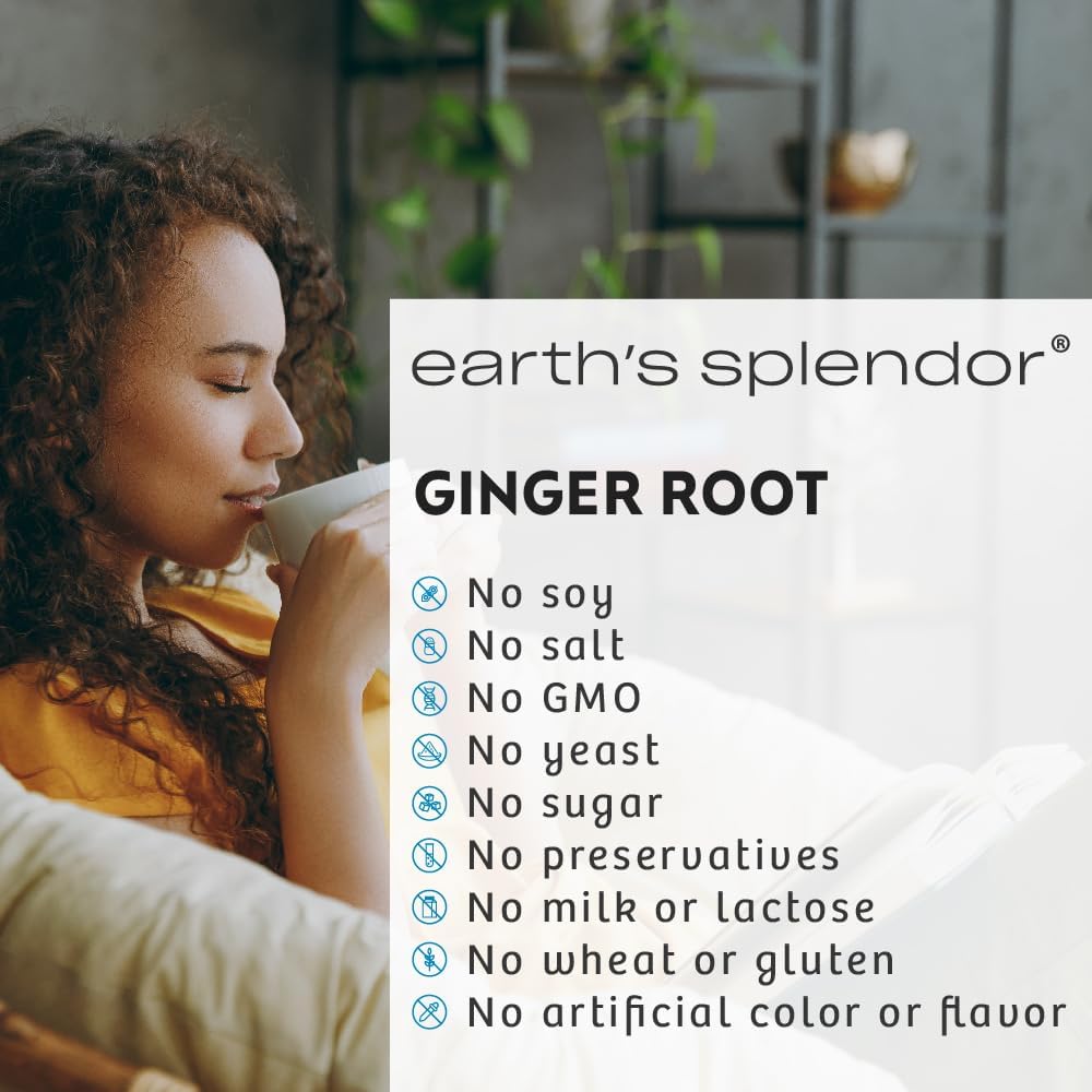 Organic Ginger Root 550 mg Capsules - Natural Digestive Support Supplement for Men & Women - No Artificial Color/Preservatives - 100 Capsules