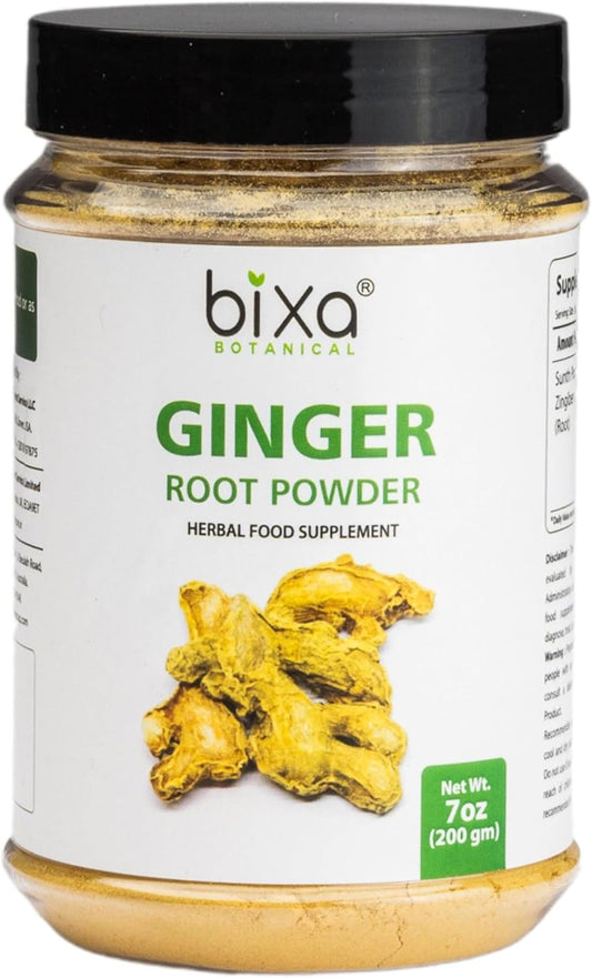 Organic Ginger Root Powder 200g - Aromatic & Flavorful for Tea, Curries, Juices - Gluten Free, Non-GMO, Vegan - Bixa BOTANICAL.