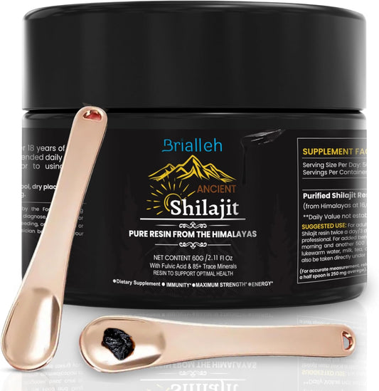 Organic Golden Himalayan Shilajit Supplement 60g - Natural Resin with Ayurvedic Blend for Energy, Strength & Immunity