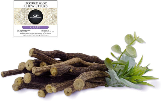 Organic Grape Flavored Licorice Root Chew Sticks - 100% Natural, Quit Smoking Aid, Teeth Whitening, Breath Freshener, Appetite Suppressant