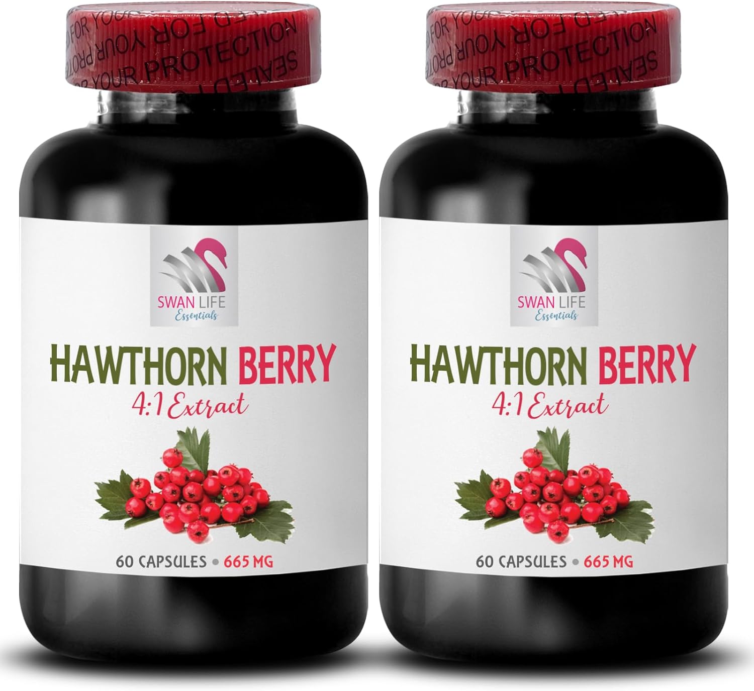 Organic Hawthorn Berry Extract Supplement - Antioxidant Berries for Women - 2 Bottles (120 Capsules)