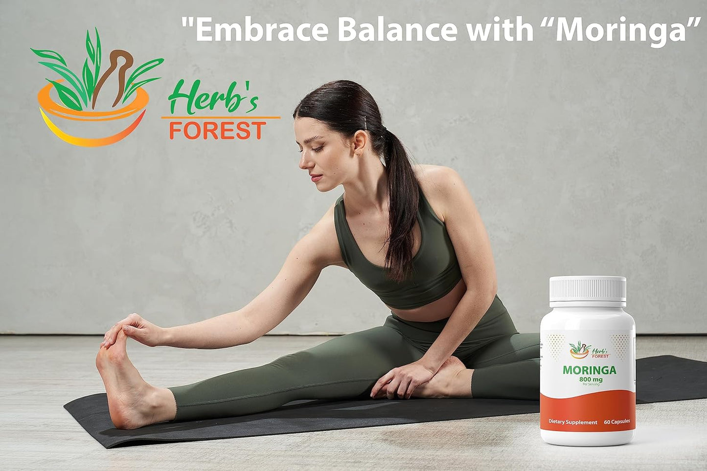 Organic Herb's Forest Moringa Leaf Powder Capsules, 800mg per Serving, Small Veg Capsules, Daily Nutrition for Women and Men